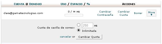 Cambio de cuota de almacenamiento